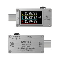 AVHzY C3 USB Power Meter USB 3.1 Type-c Tester Digital Multimeter Current Tester Voltage Detector DC 26V 6A PD 2.0/3.0 QC 2.0/3.0/4.0 pps Trigge C3