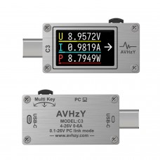 AVHzY C3 USB Power Meter USB 3.1 Type-c Tester Digital Multimeter Current Tester Voltage Detector DC 26V 6A PD 2.0/3.0 QC 2.0/3.0/4.0 pps Trigge C3